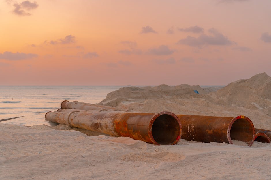 Travaux de sewage pipe trench