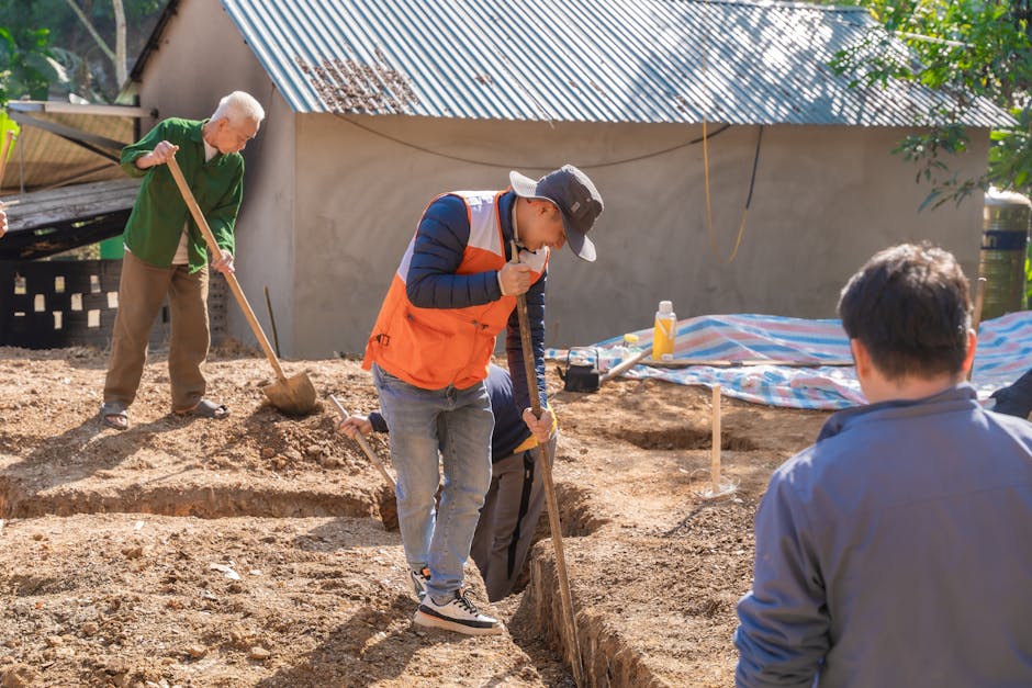 Travaux de digging foundation hole