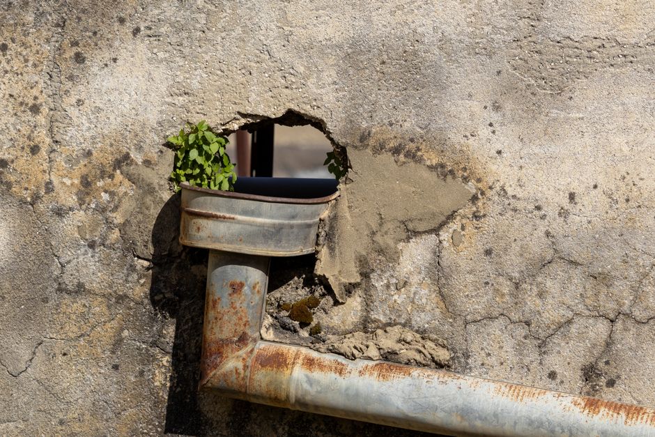Travaux de sewage pipe trench