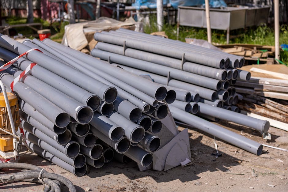 Travaux de sewage pipe trench